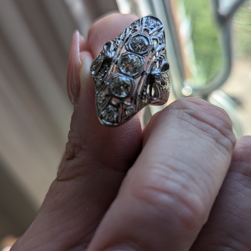 Antique Platinum 1.48TW diamond ring size 5.5 ๐น๐น๐น๐น - Picture 4 of 15